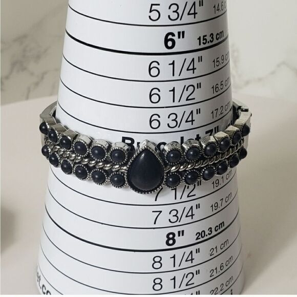 SET OF 4 Bangle Bracelets Hinged & Stretch Variety - Picture 6 of 8